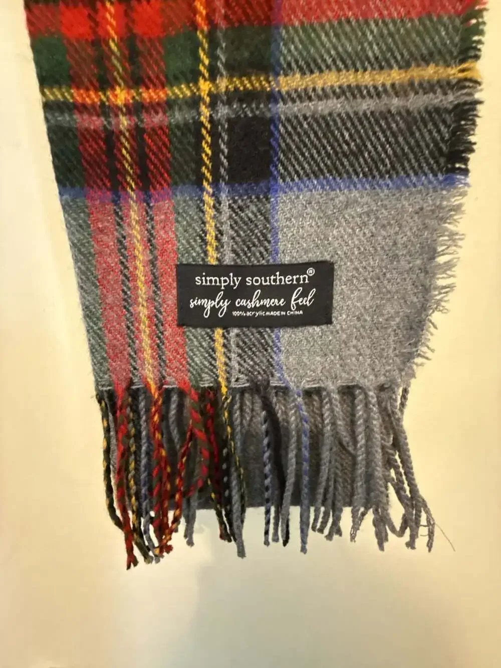 Simply Southern Simply Warm Collection Tartan Plaid Fringed Scarf